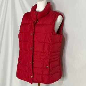 Charter Club Red Puffer Vest Full Zipper and Snaps